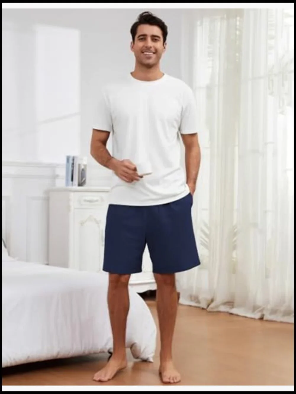 Cotton-Blend 3-Piece Pajama Set with Pockets, Loose Fit Sleepwear